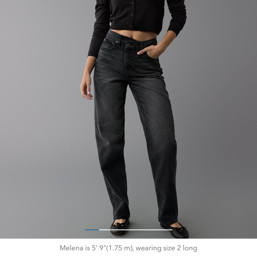 AE strigid super high waisted crossover baggy straight jean